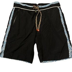 - Robert Graham Shorts Mens 34 navy blue Trim Board Swim Surf